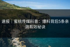 速报｜蜜桃传媒科普：爆料背后5条亲测有效秘诀