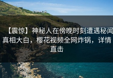 【震惊】神秘人在傍晚时刻遭遇秘闻真相大白，樱花视频全网炸锅，详情直击