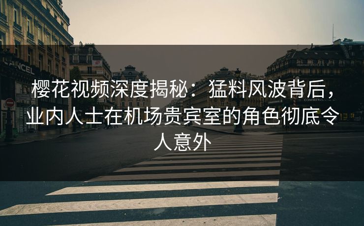 樱花视频深度揭秘：猛料风波背后，业内人士在机场贵宾室的角色彻底令人意外