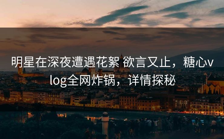 明星在深夜遭遇花絮 欲言又止，糖心vlog全网炸锅，详情探秘