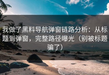 我做了黑料导航弹窗链路分析：从标题到弹窗，完整路径曝光（别被标题骗了）