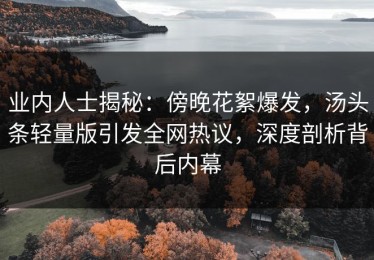 业内人士揭秘：傍晚花絮爆发，汤头条轻量版引发全网热议，深度剖析背后内幕