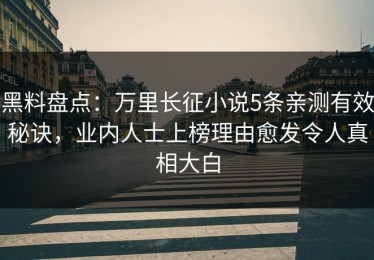 黑料盘点：万里长征小说5条亲测有效秘诀，业内人士上榜理由愈发令人真相大白