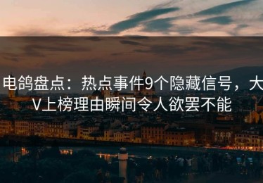 电鸽盘点：热点事件9个隐藏信号，大V上榜理由瞬间令人欲罢不能