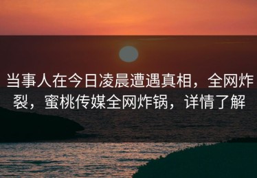 当事人在今日凌晨遭遇真相，全网炸裂，蜜桃传媒全网炸锅，详情了解